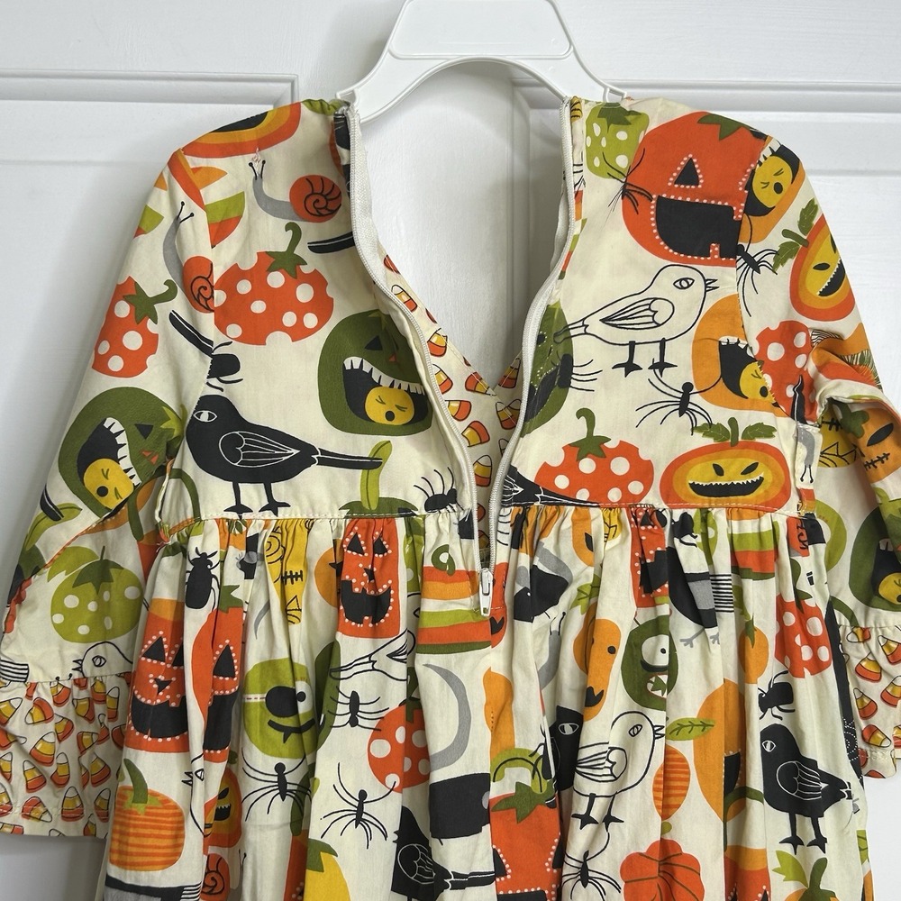 Jelly The Pug Halloween Dress Girls 4T Pumpkins Candy Corn Black Cat Crows READ - Picture 3 of 15